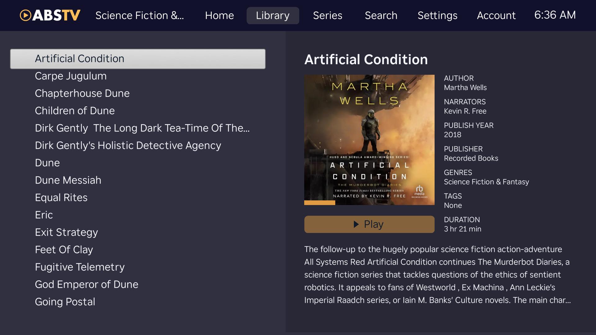 ABS TV audiobook library list