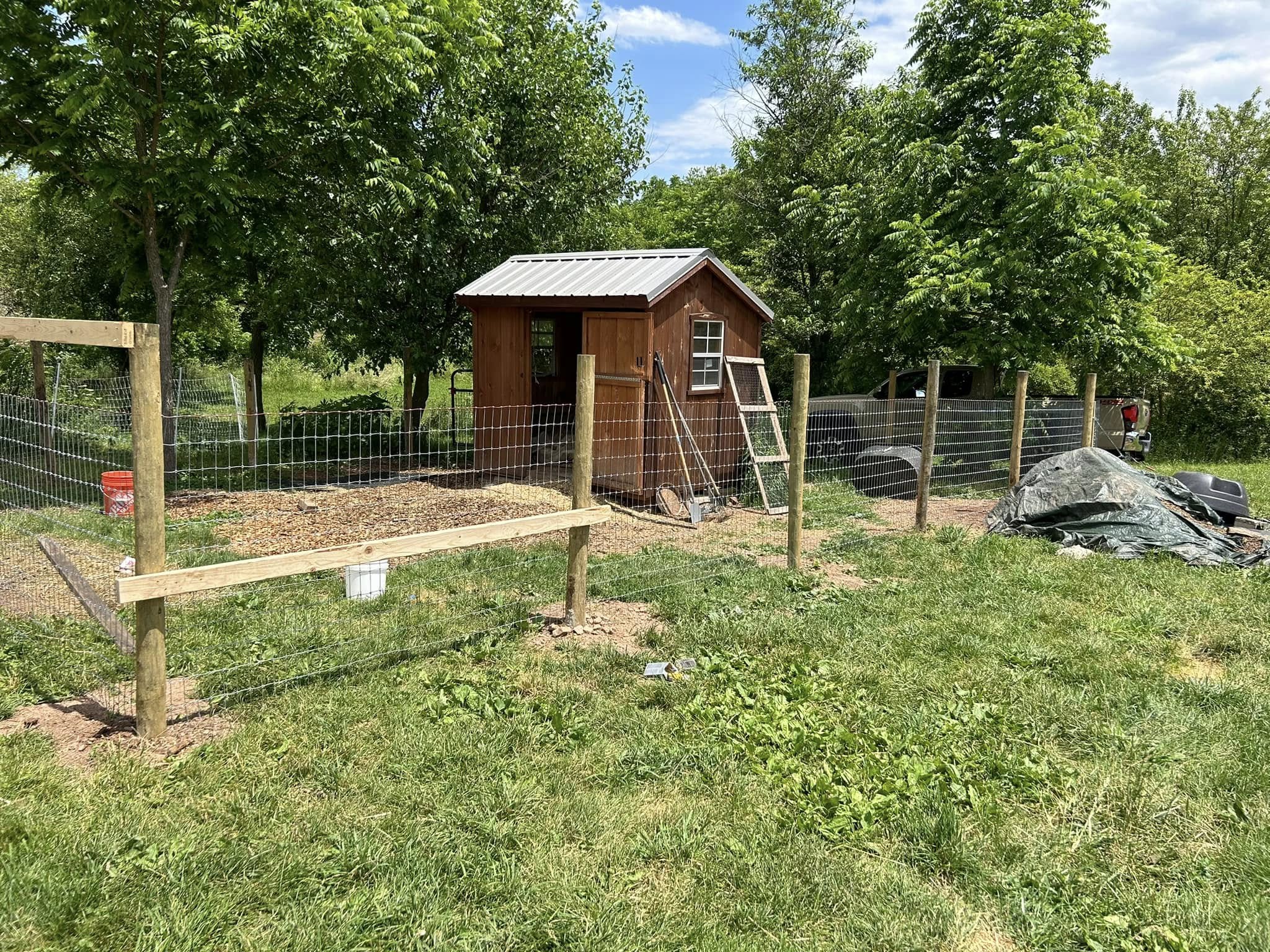 Fence installation in progress